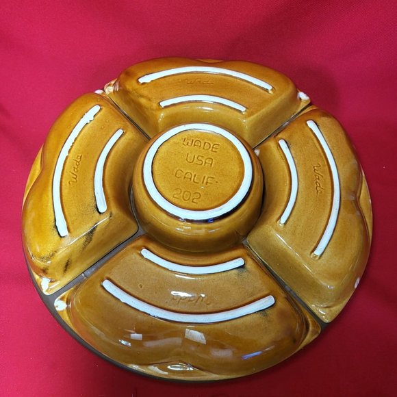 VTG Wade California Serving Set Lazy Susan Server Caramel Appetizer Dishes 6 Pie - Picture 5 of 11